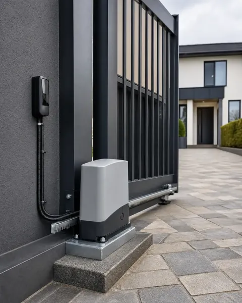 Gate motor, safety sensor and neatly finished cable route