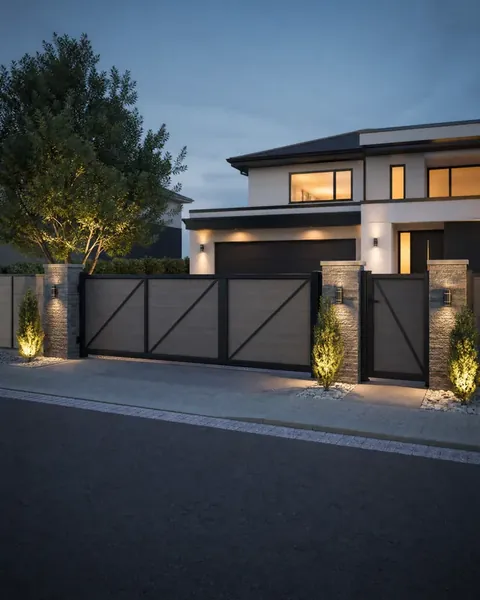 Coordinated driveway gate, pedestrian gate and boundary system