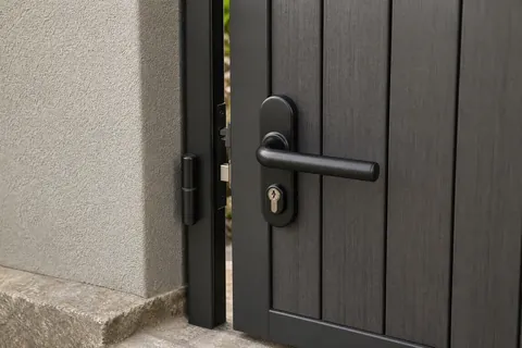 Composite pedestrian gates materials and installation detail