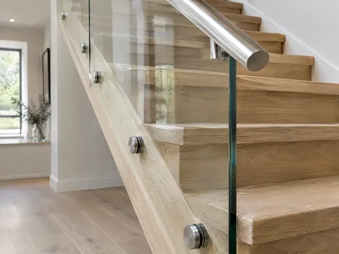 Staircase glass balustrades materials and installation detail