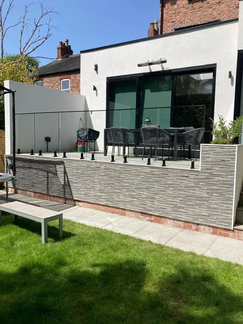 Frameless glass garden terrace, completed installation